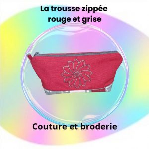 La trousse zippée rouge et grise classique et pratique