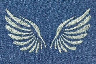 Etui pour téléphone portable en denim azur et sa broderie vert d’eau – Image 3